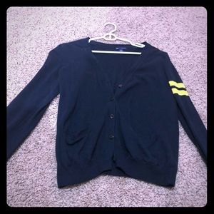 Gap Preppy Navy Cardigan Sweater w/Striped Arm